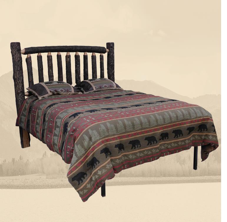 Hickory Rustic Log Furniture log hickory headboard handmade in America using solid wood custom made for your mountain cabin, lodge, farmhouse, ranch and western lifestyle.