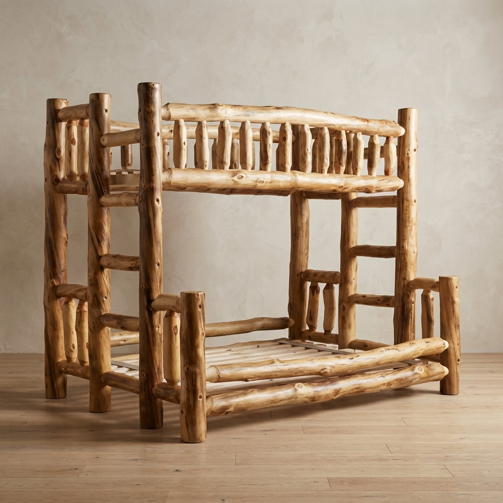 Aspen twin over full bunk bed without any mattresses. 