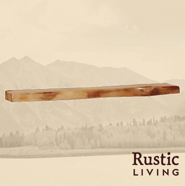 A rustic wooden floating shelf, handcrafted design that adds a cozy, cabin-inspired touch to any wall..