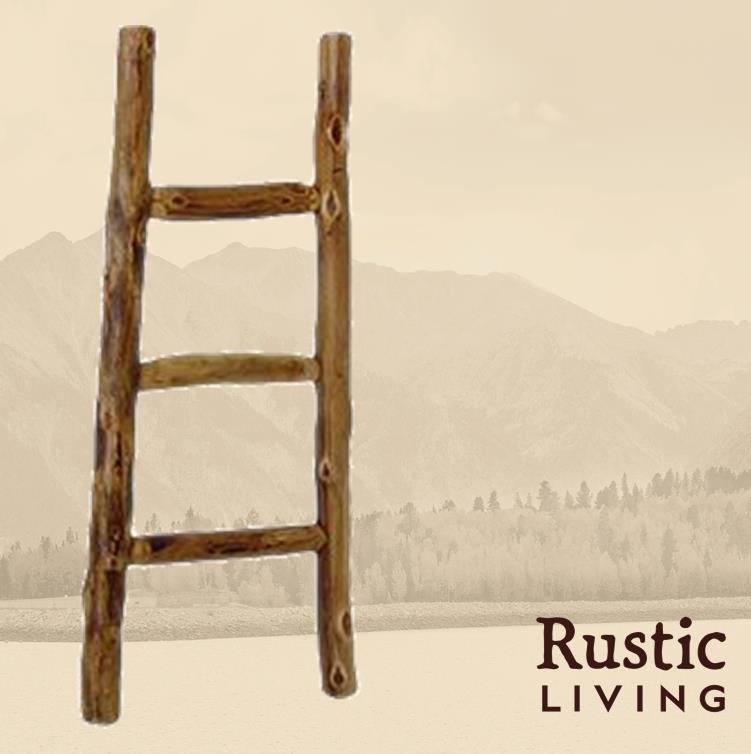 Rustic log Kiva ladder crafted from natural logs with a sturdy, handcrafted frame, featuring evenly spaced rungs and a rugged, lodge-inspired design ideal for decorative or functional use in a cabin-style interior.