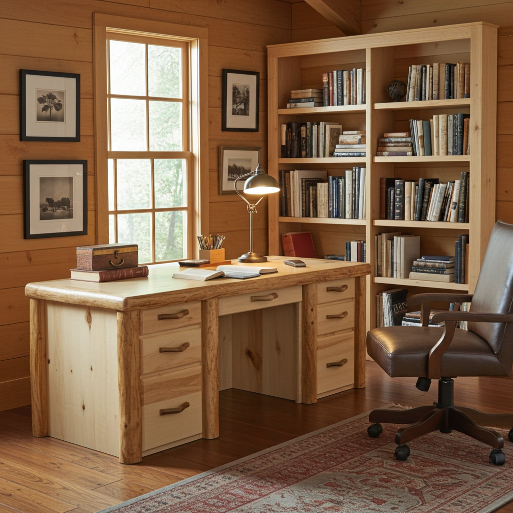 Log sierra desk in an office setting