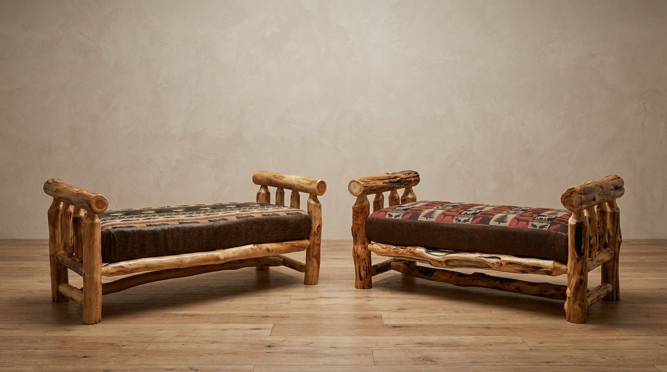 Aspen Rustic Log Lounge Bench