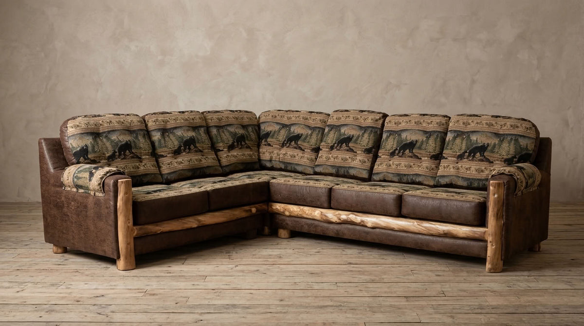 Aspen Rustic Log Loveseat x Sofa Mountain Comfort Sectional