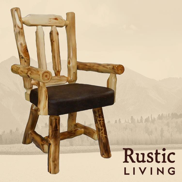 Log Upholstered Woodland  Dining Chair w/ Arms