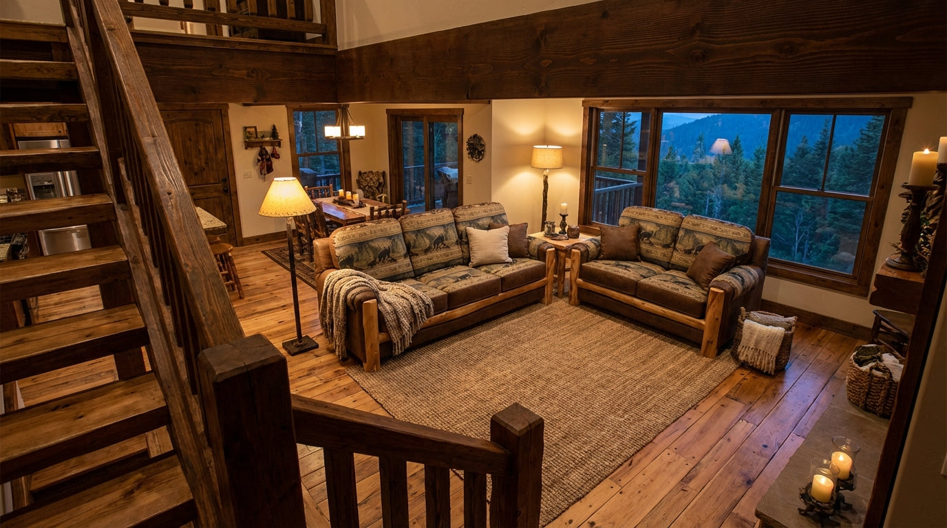 Aspen or Hickory Rustic Log Mountain Comfort Love Seat