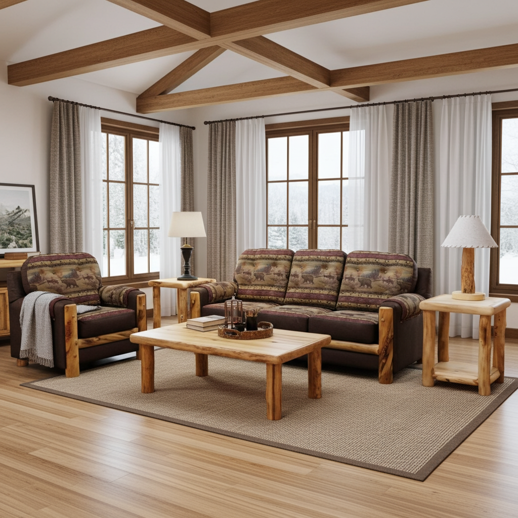 Rustic Log Mountain Comfort Sofa
