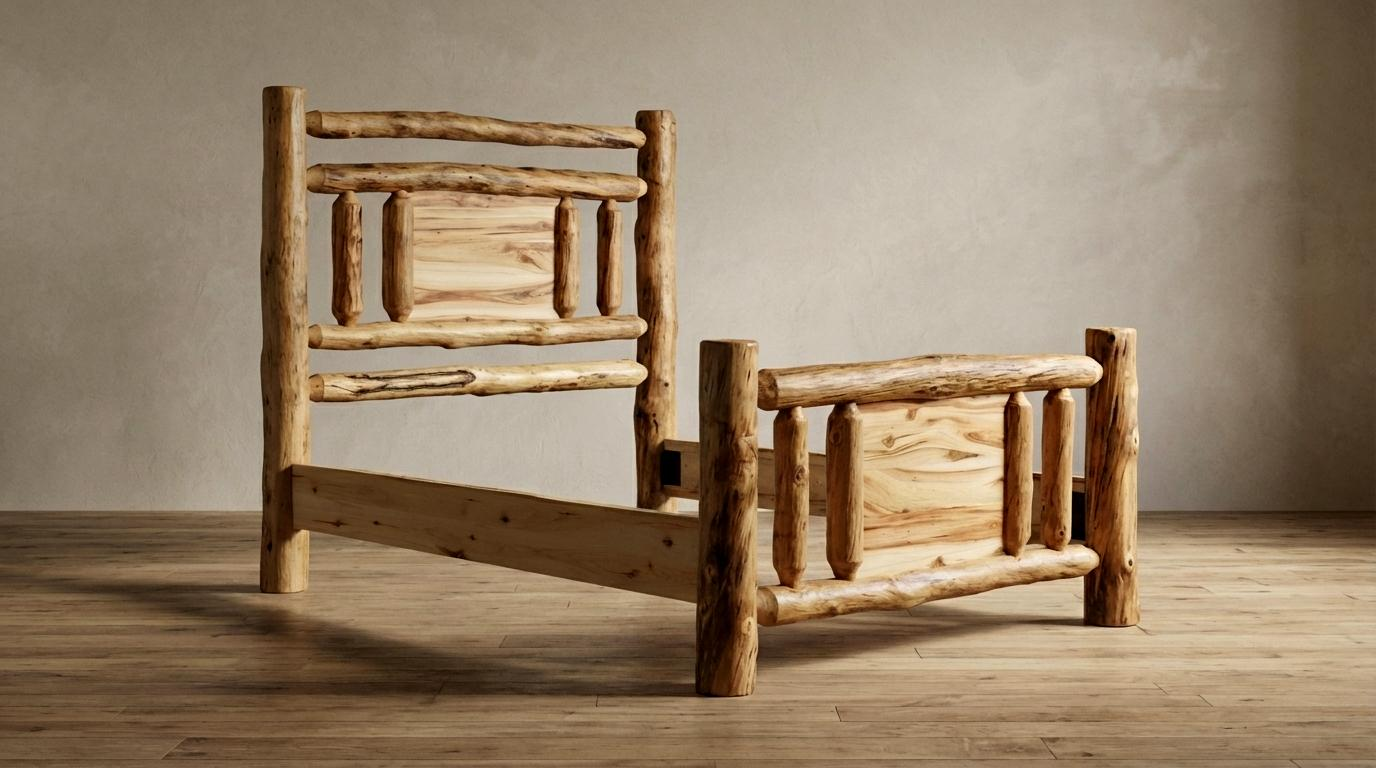 Aspen Rustic Log Mountain Lakes Accent Bed