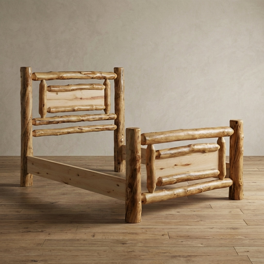 Aspen Rustic Log Mountain Rivers Bed