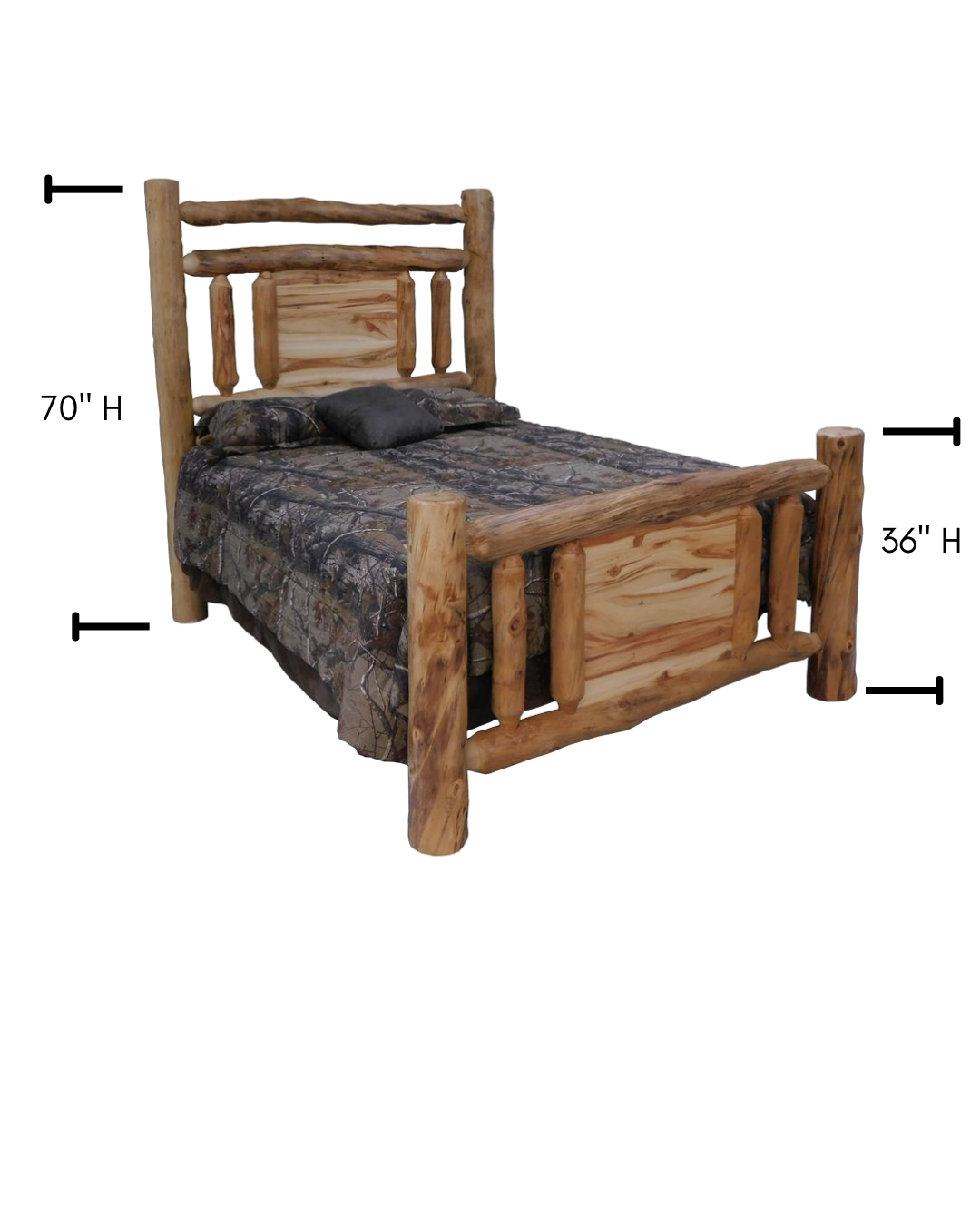 Aspen Rustic Log Mountain Lakes Accent Bed