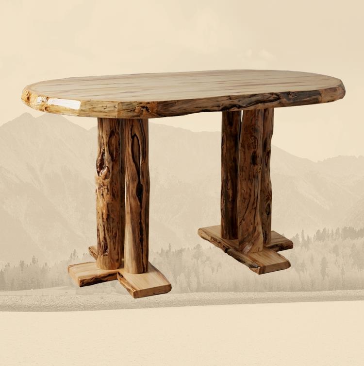 Rustic Log Oval Bar Height Table