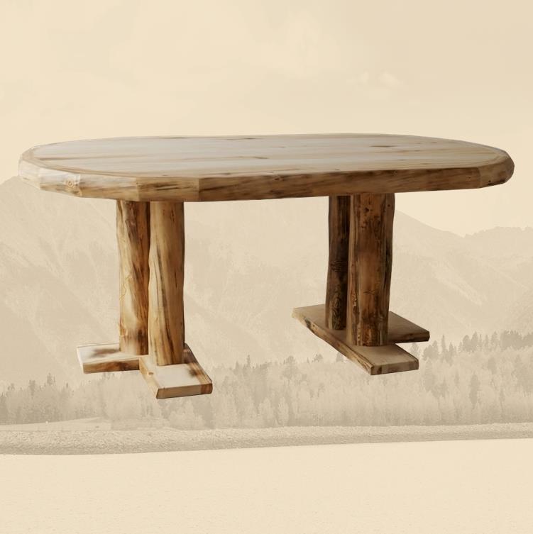 Rustic Log Oval Counter Height Table