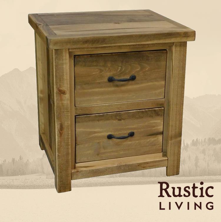 Rustic 2 Drawer Night Stand in Artisan