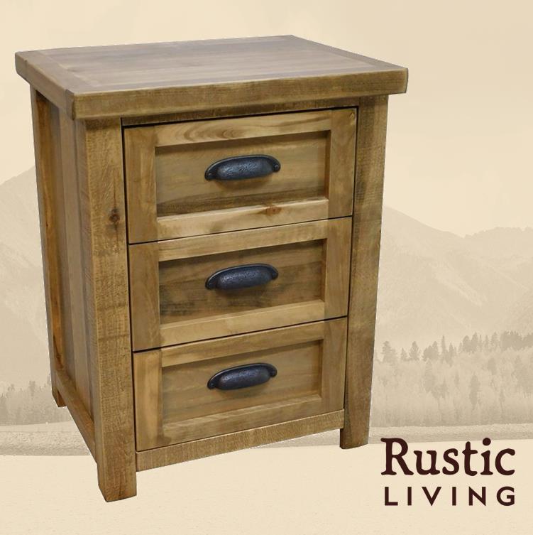 Rustic 3 Drawer Night Stand in Heritage