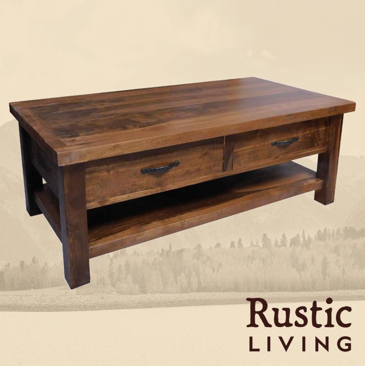 Rustic Coffee Table w/ Drawer in Artisan