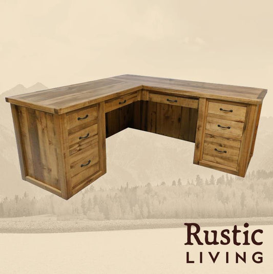 Rustic Executive L-Desk in Artisan