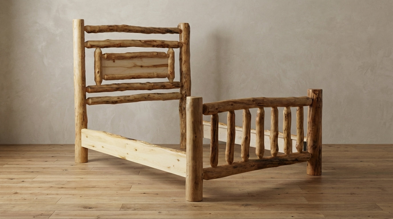 Aspen Rustic Log Riverside Accent Bed