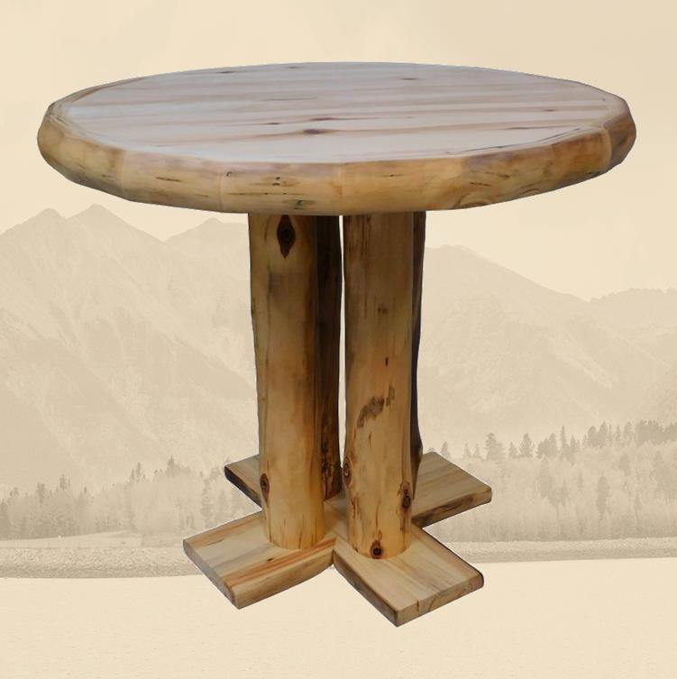 Rustic Log Round Bar Height Table