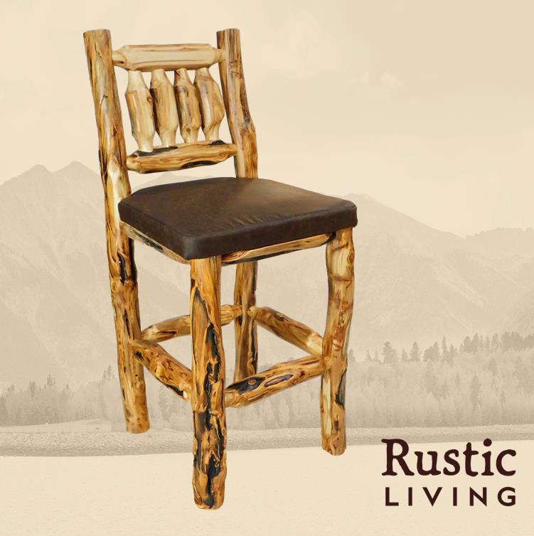 Aspen Rustic Log Timberland Bar Chair