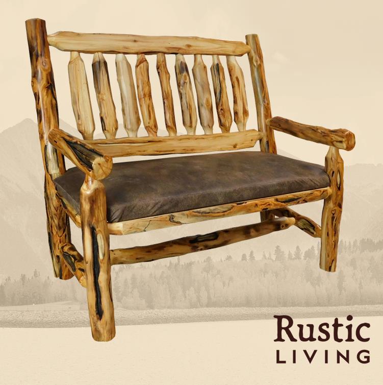 Aspen or Hickory Rustic Log Timberland Bench