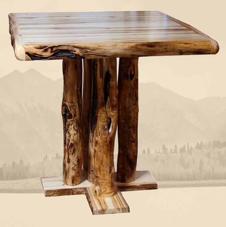 Rustic Log Square Bar Height Table
