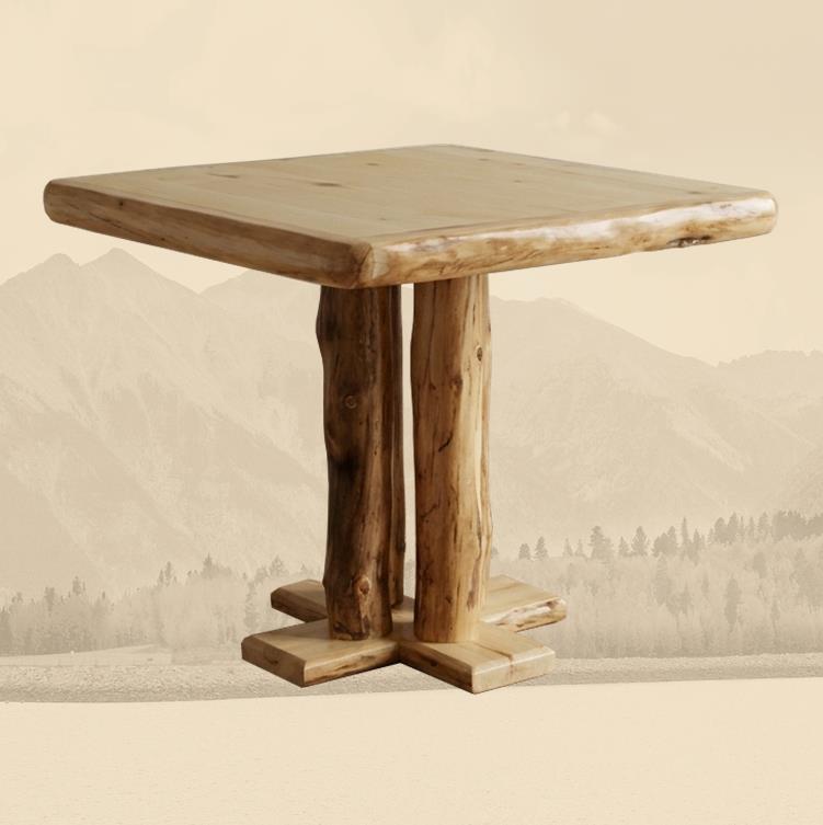 Rustic Log Square Counter Height Table