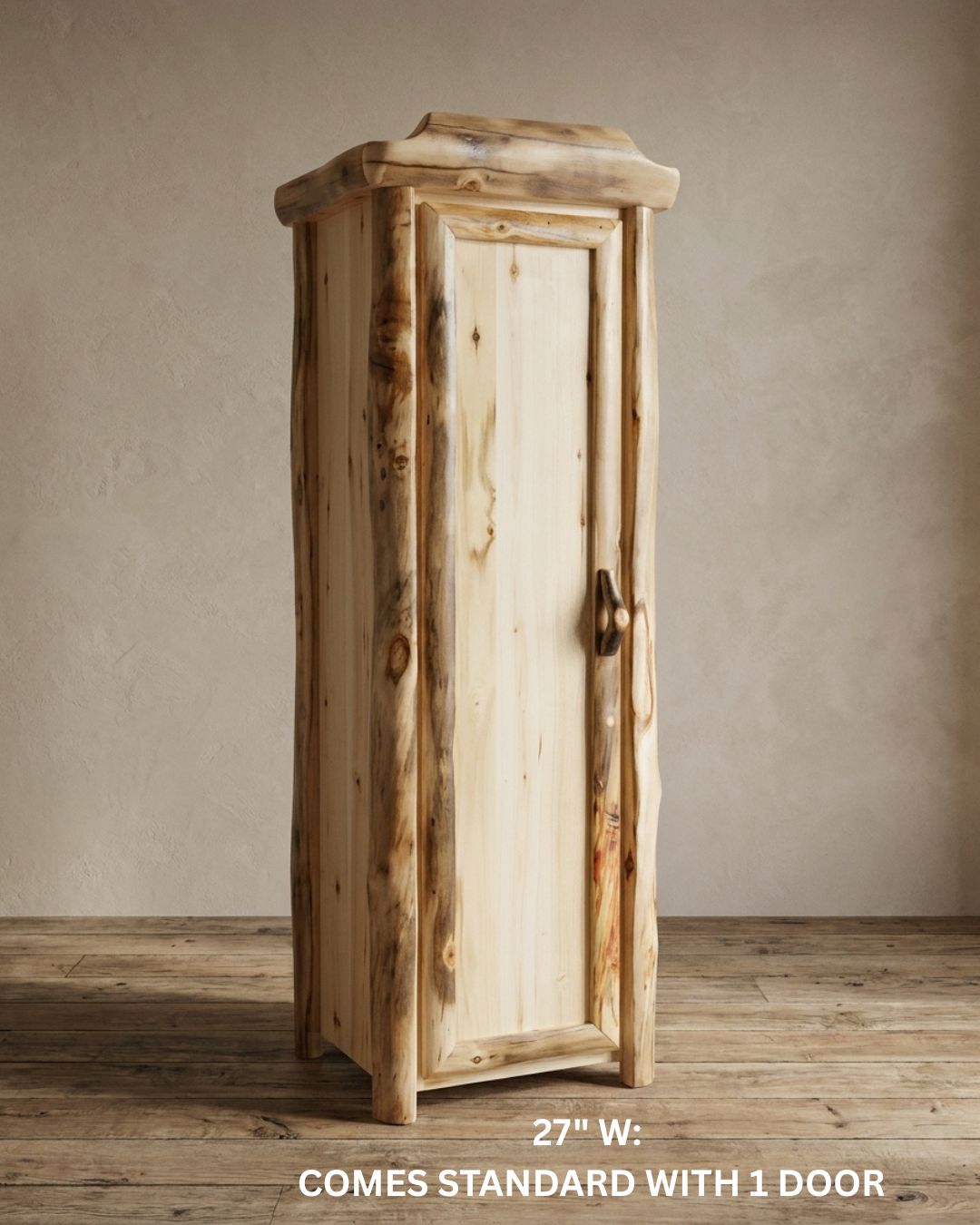 Aspen Rustic Log Storage Cabinet in Log Front