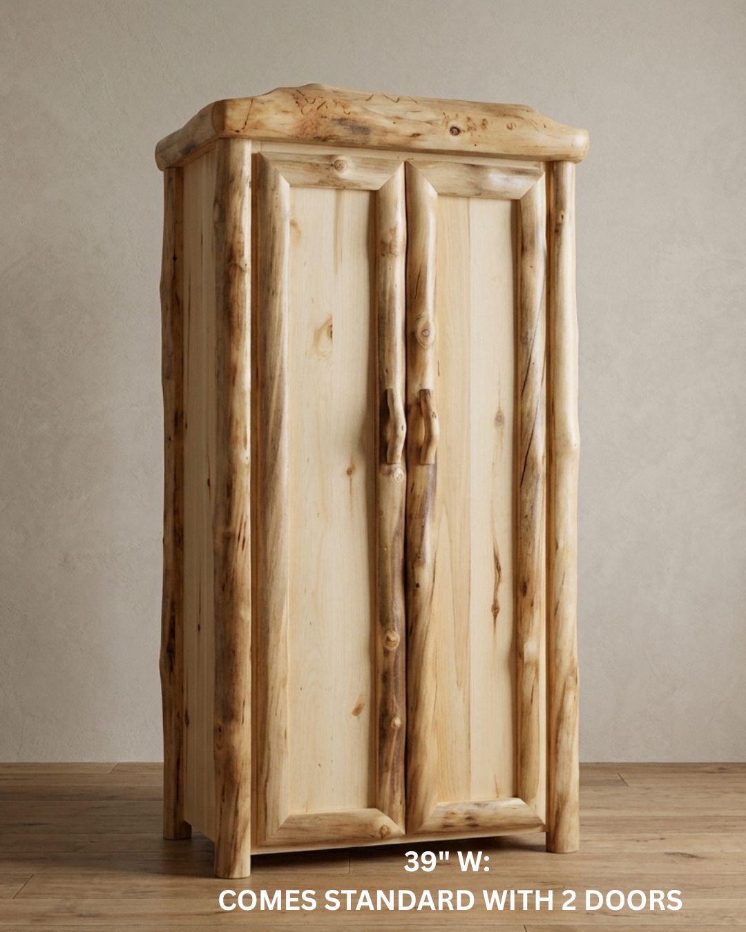 Aspen Rustic Log Storage Cabinet in Log Front