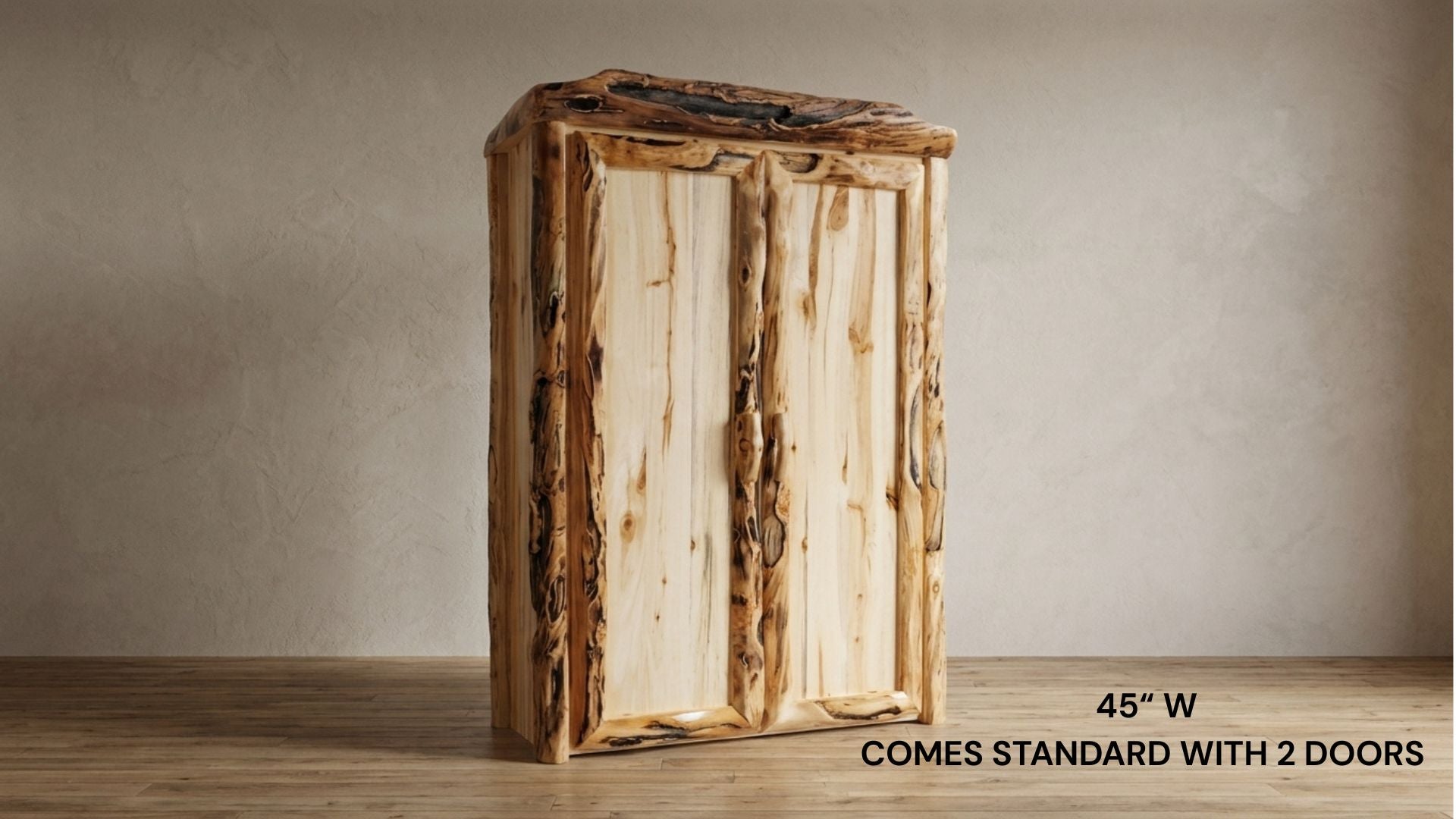 Aspen Rustic Log Storage Cabinet in Log Front