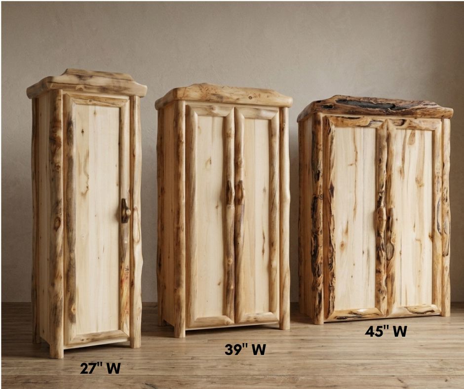 Aspen Rustic Log Storage Cabinet in Log Front