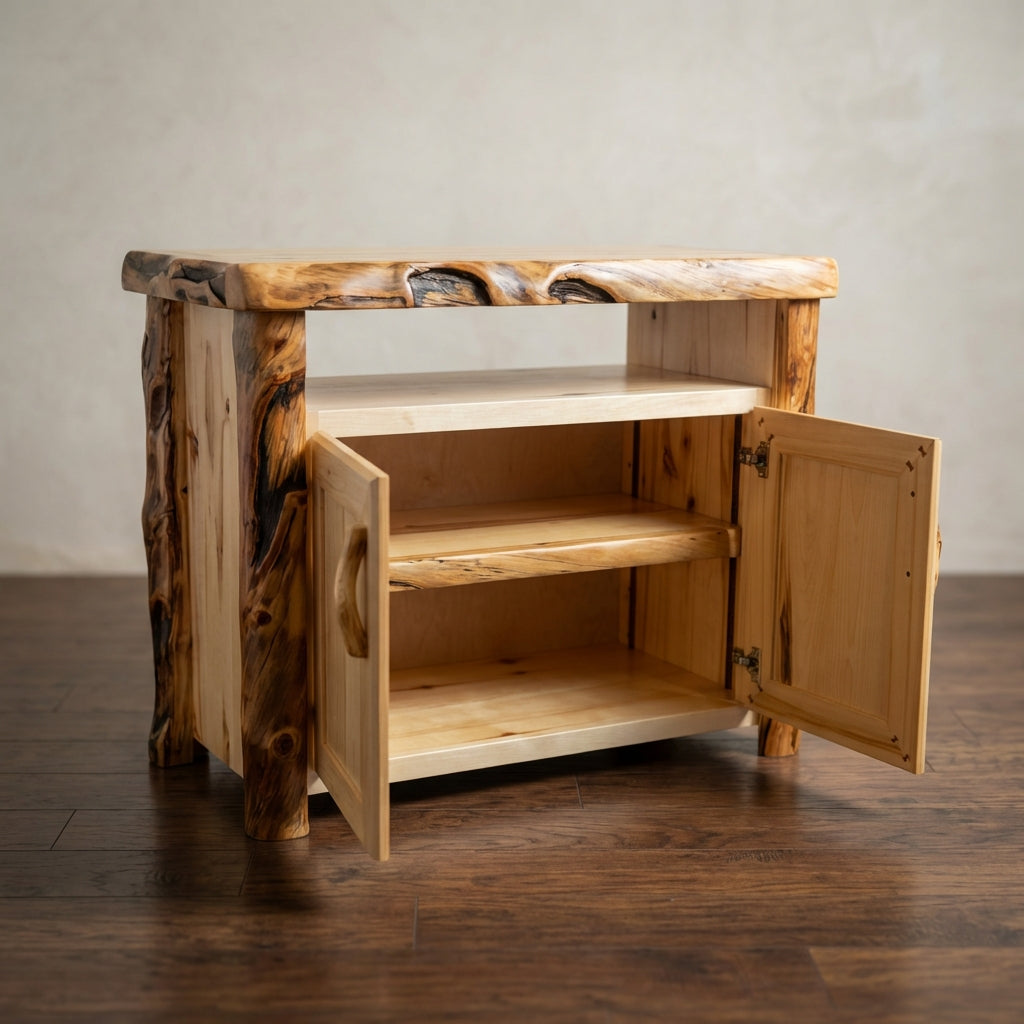 Aspen Rustic Log Television Cabinet in Flat Front