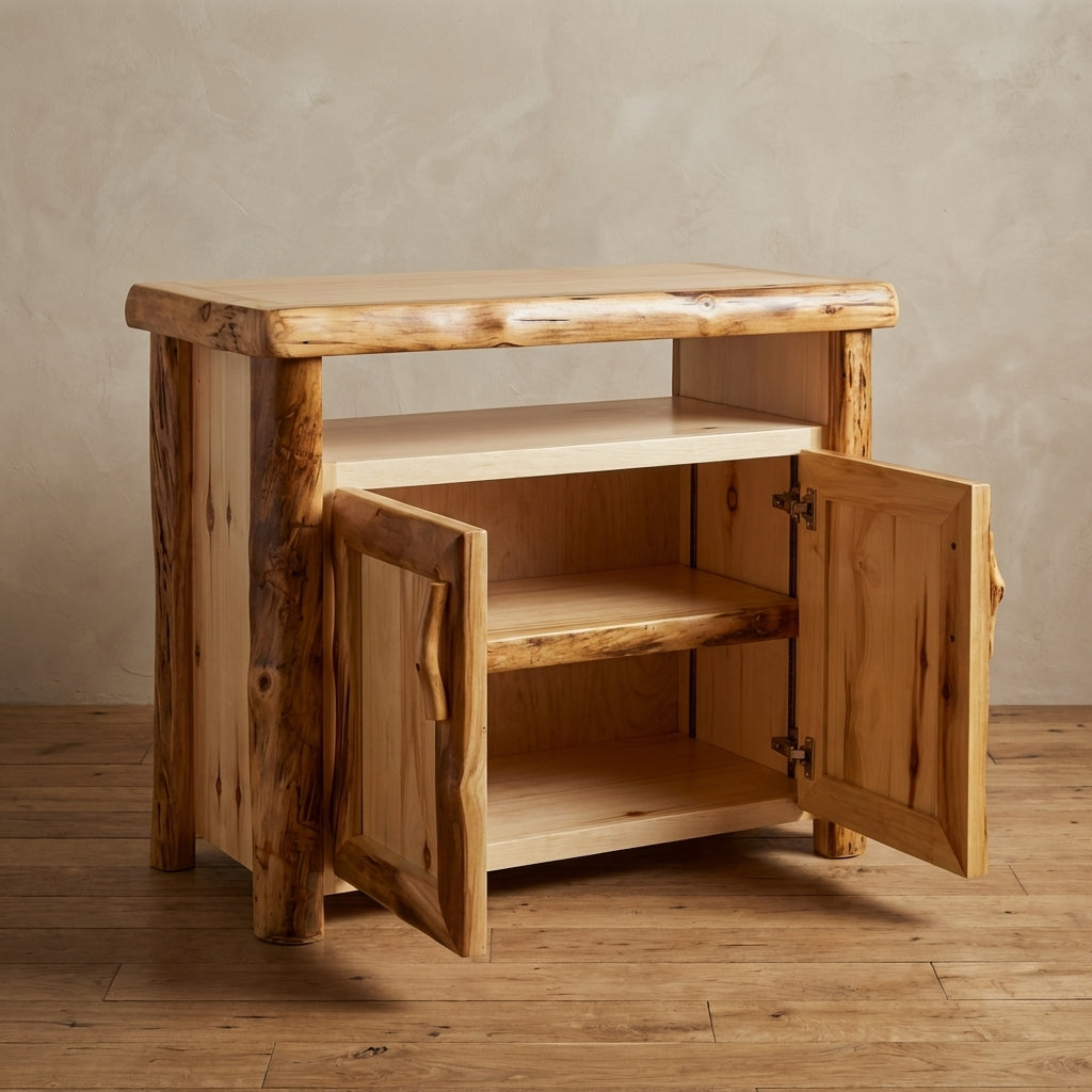Aspen Rustic Log Television Cabinet in Log Front