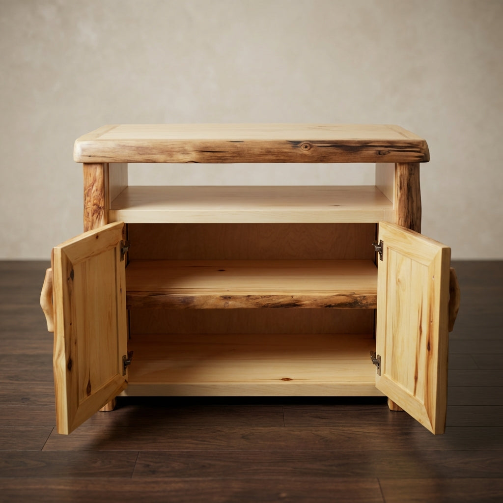 Aspen Rustic Log Television Cabinet in Flat Front