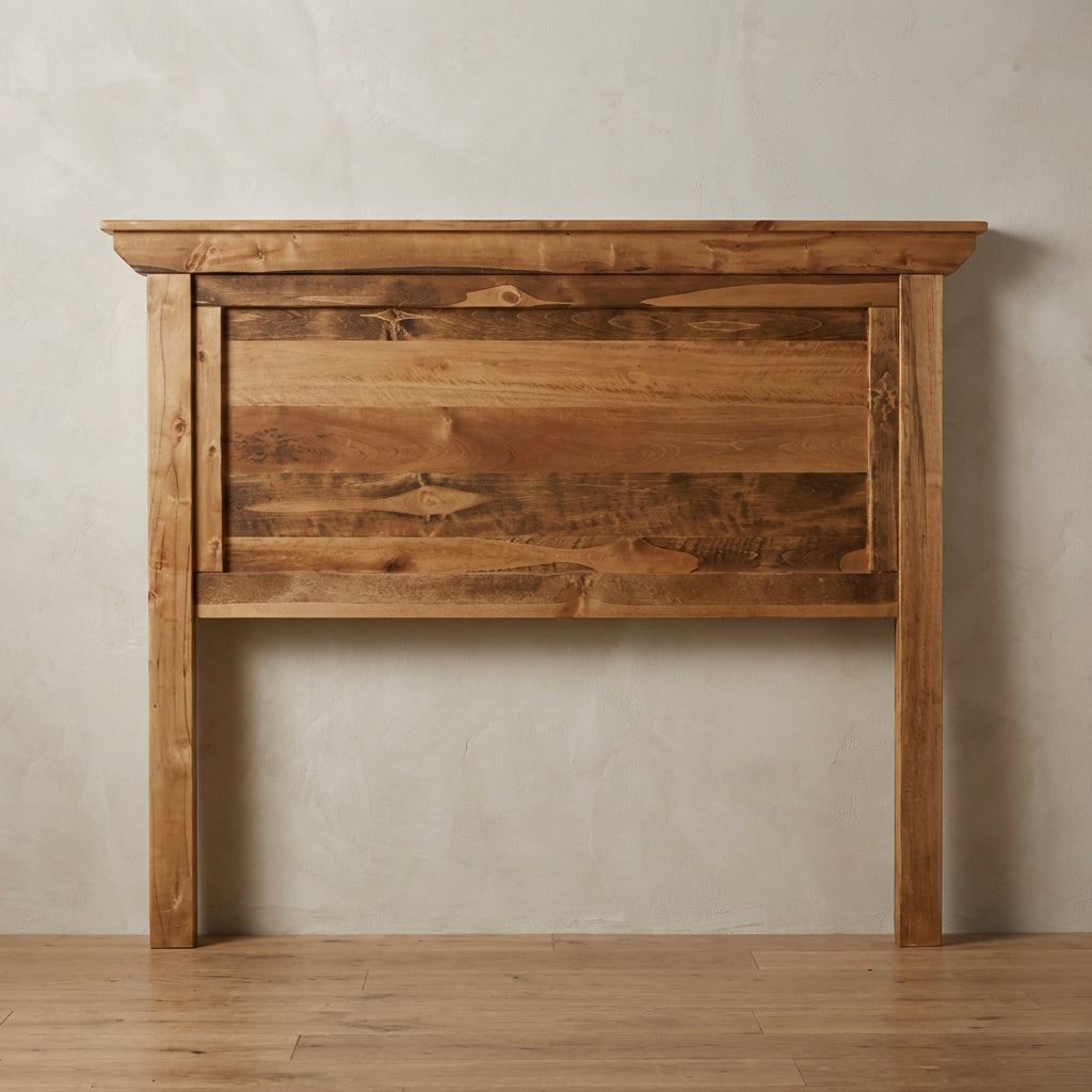 Farmhouse Telluride headboard set against a wall. 