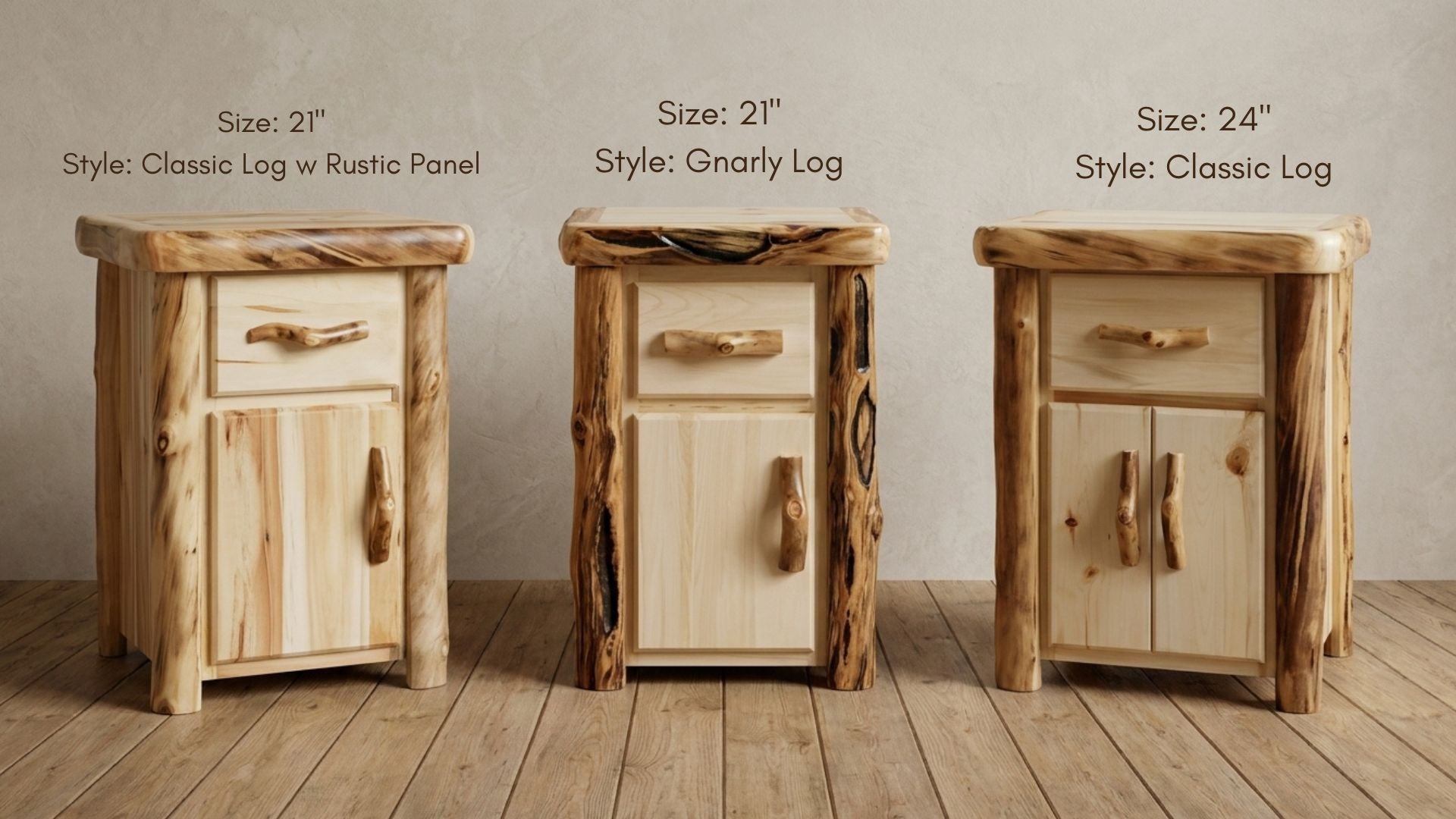 Rustic Log Timberline Night Stand in Flat Front