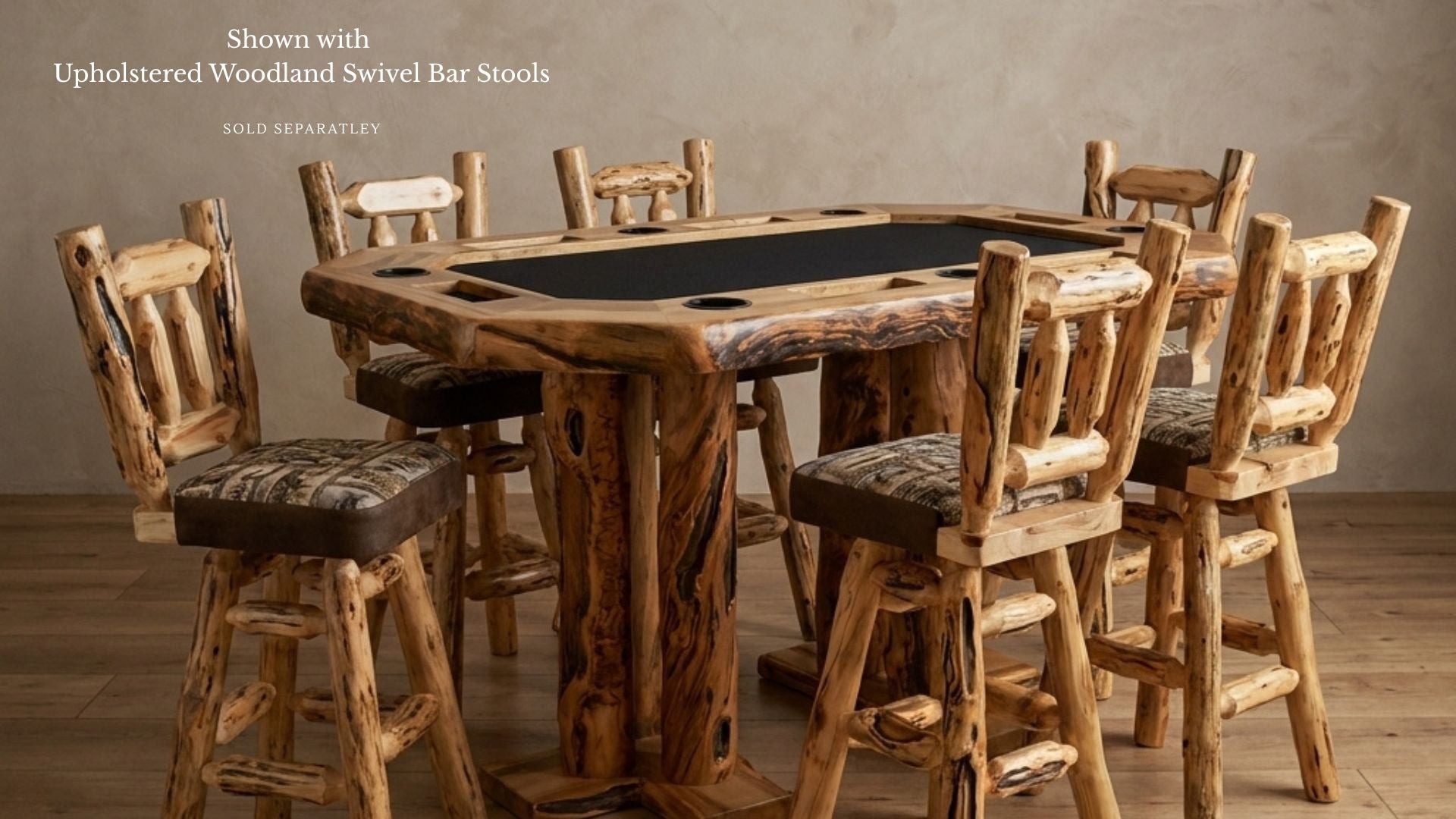 Rustic Log Rectangular Bar Height Poker Table