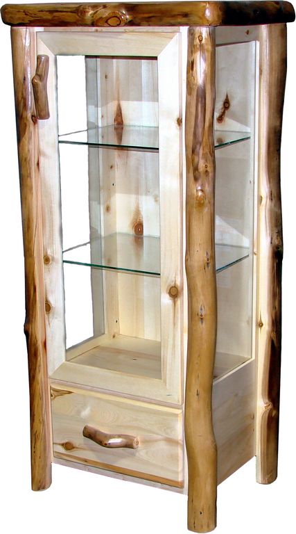 Log 1 Drawer Curio in Flat Front