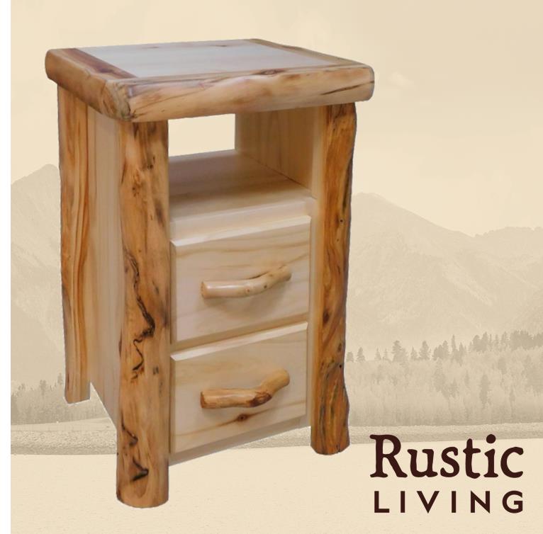 Log Timberline 2 Drawer Night Stand in Flat Front