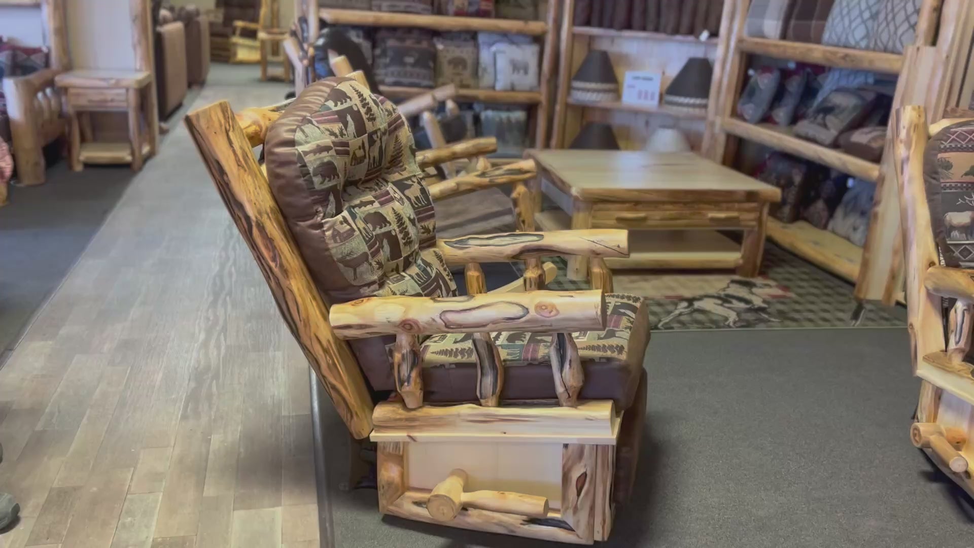 video of the rocking recliner being in use showing the rocking then going into recliner mode. 